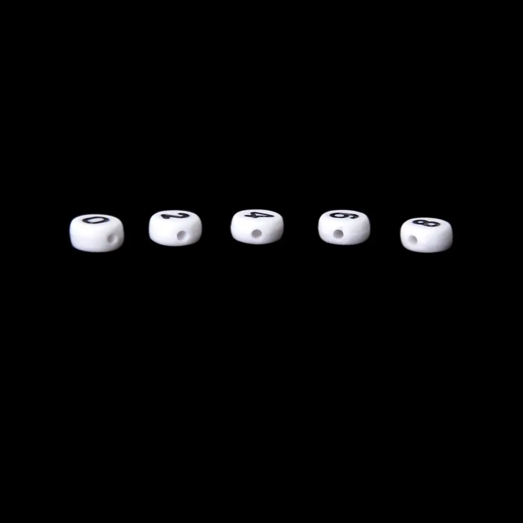 

200 Pieces White Round Numbers Spacers Beads 7 mm