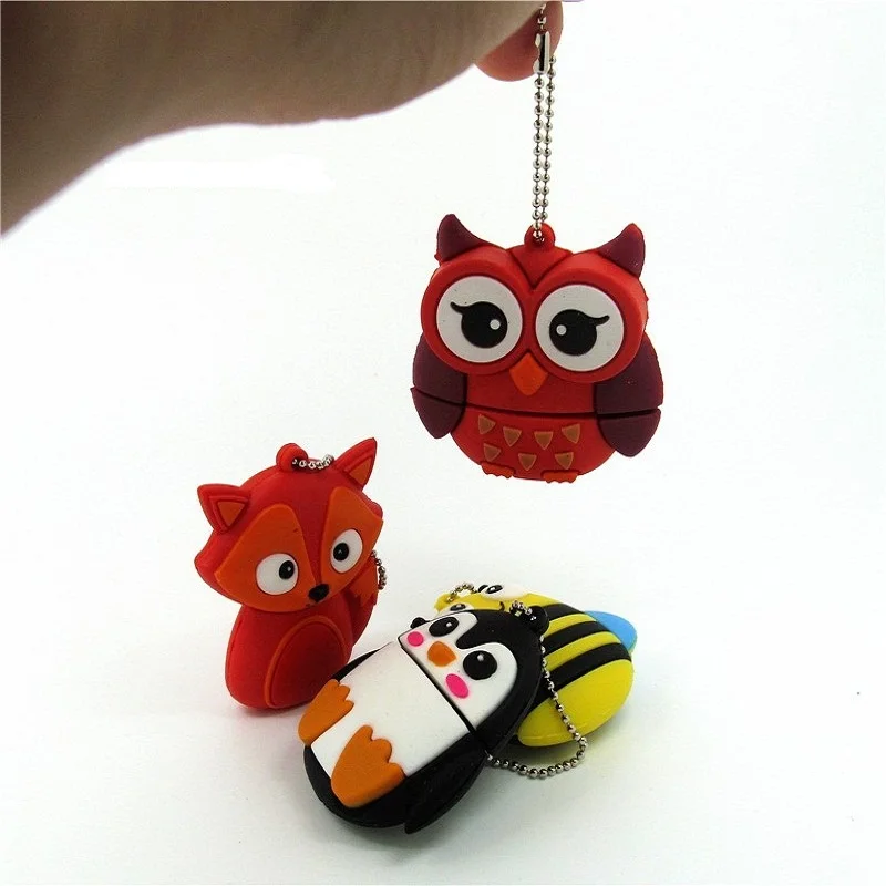 

usb flash drive disk memory stick cartoon Owl/Penguin/Fox/Bee Pen drive personalizado computer gift 4gb 8gb 16gb 32gb pendrive