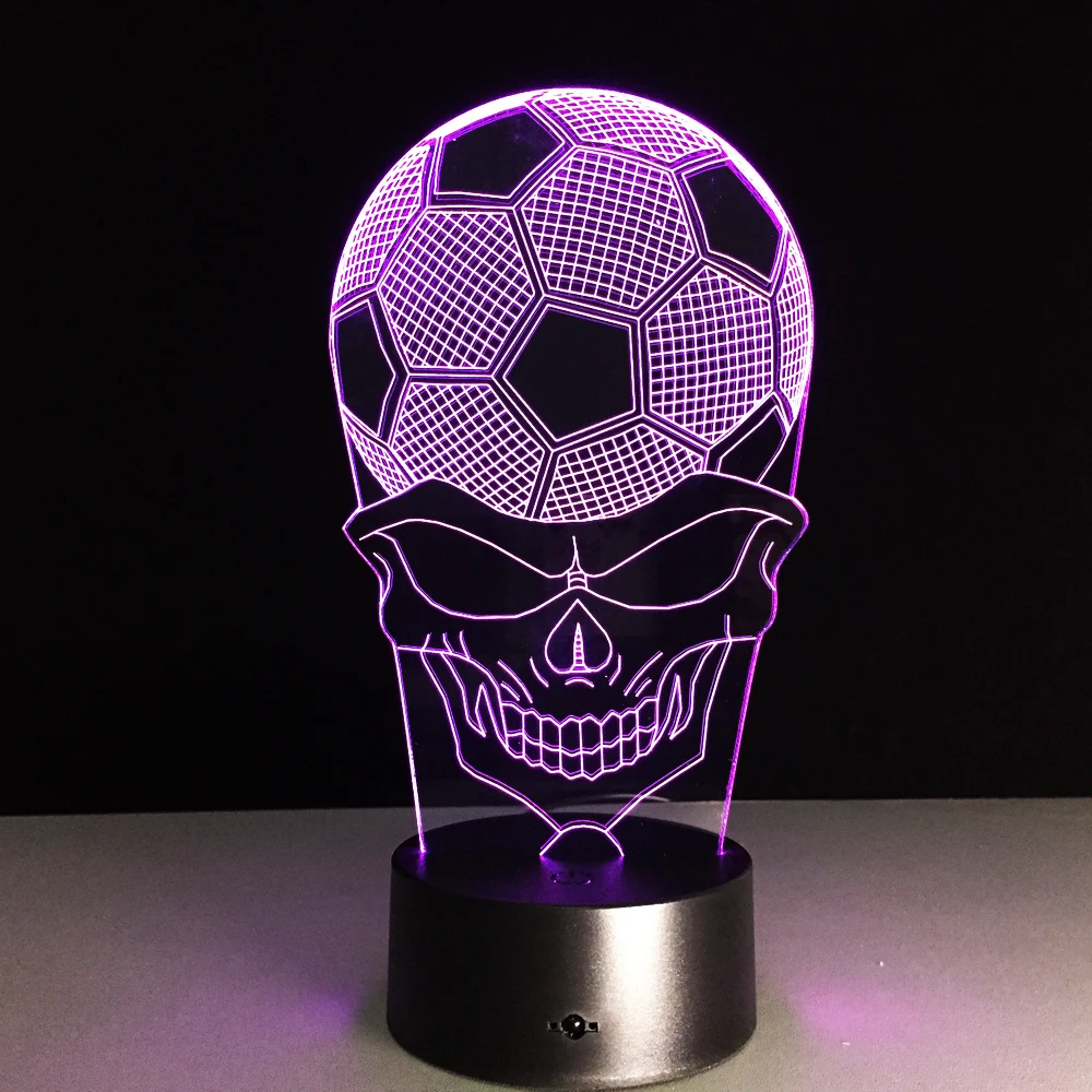 

Football Skull Image 3D Desk Lamp Night light Creative LED Visual Light Acrylic Atmosphere Night Lights Novelty Gifts