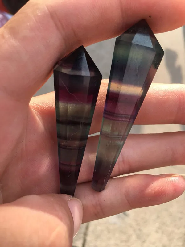 Natural seven-color fluorite handmade single point pendant pillar magic wand household decoration | Дом и сад