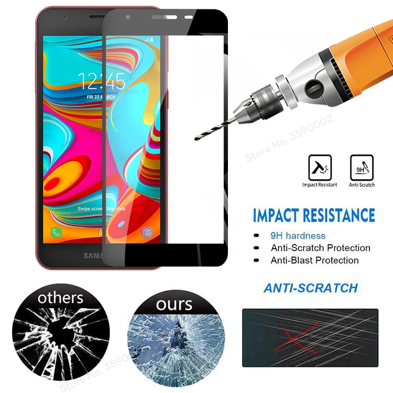Закаленное стекло с полным покрытием для Samsung a2 core Защитное экрана galaxy a 2 a2core