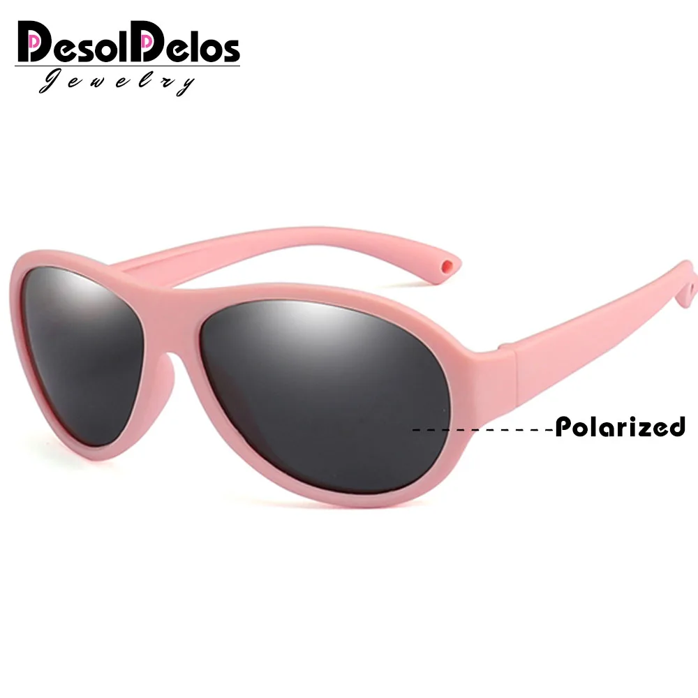 02 pink gray Детские солнцезащитные очки для мальчиков и девочек, поляризованные детские солнцезащитные очки, PC очки с защитой от ультрафиолета, высокое качество, D323 - Цвет линз: 02 pink gray