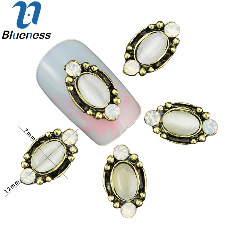 10 шт./лот 3D Винтаж Дизайн ногтей Талисманы Стразы Овальные Жемчужины маникюрные