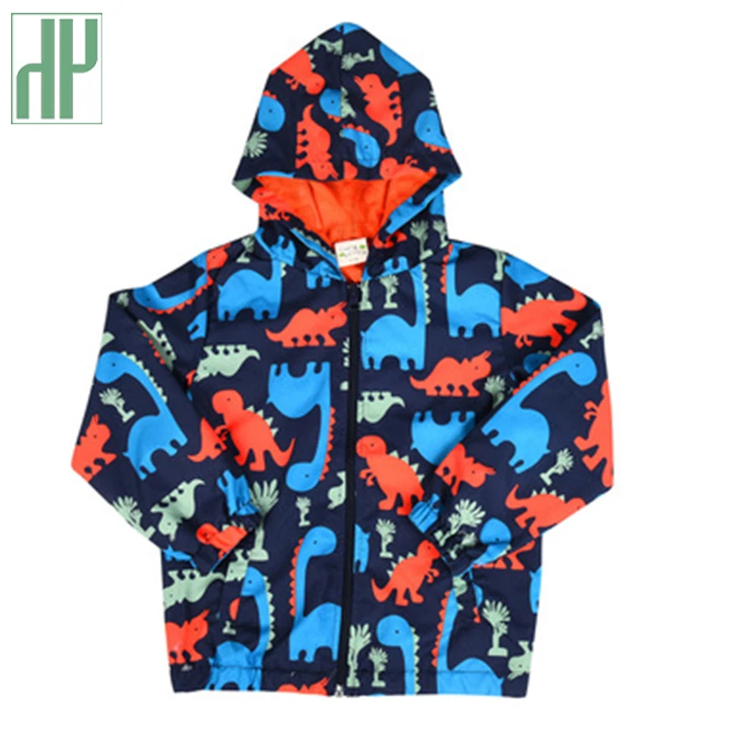Куртка для маленьких мальчиков Осенняя ветровка на молнии с капюшоном и принтом