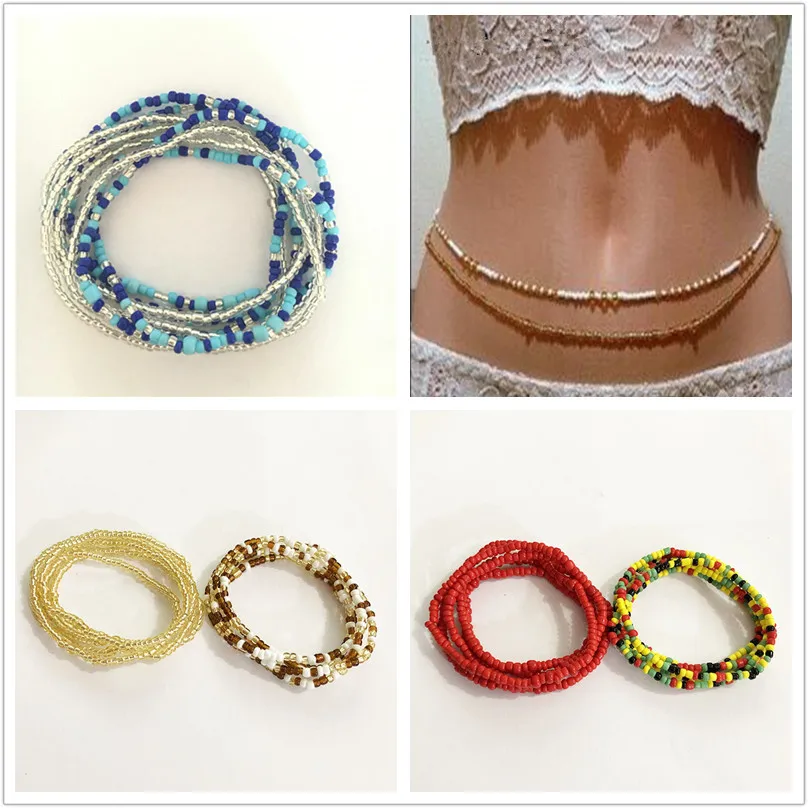 2 шт./компл. богемная Двойная Цепочка на живот для женщин эластичная цепочка тела