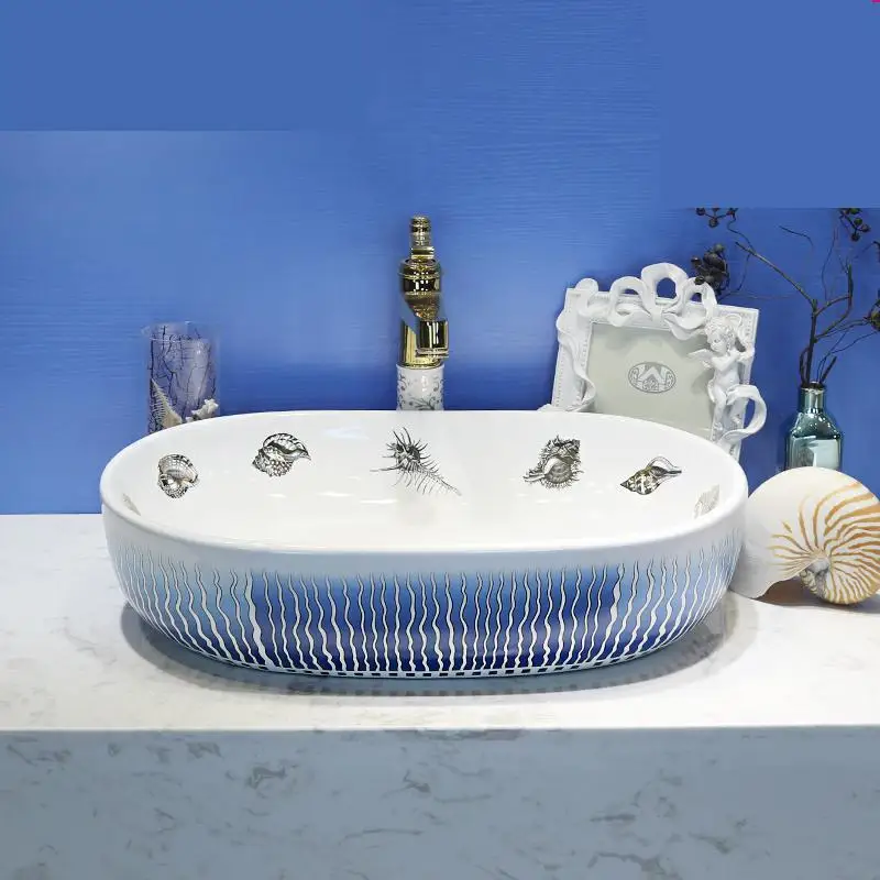 China Artistic Handmade Art wash basin Ceramic Counter Top washing bowl oval ceramic Wash Basin Bathroom Sinks | Обустройство дома