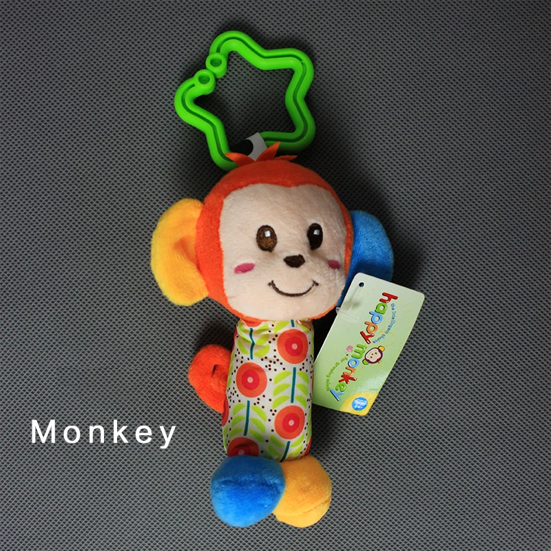Monkey Детская погремушка, детская кроватка, мобильная коляска, игрушки, 0-12 месяцев, плюшевое животное, кровать, висячий Колокольчик для новорожденных, Обучающие сенсорные игрушки для детей - Цвет: Monkey