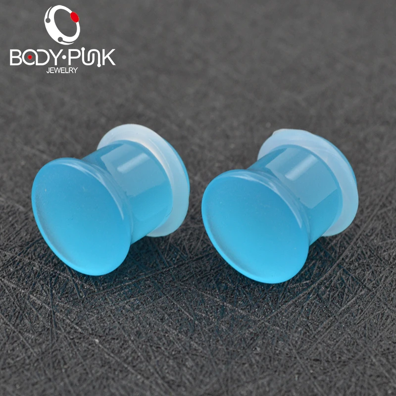 Тело панк ювелирные изделия синий акрил светится в темноте штекер для тоннелей