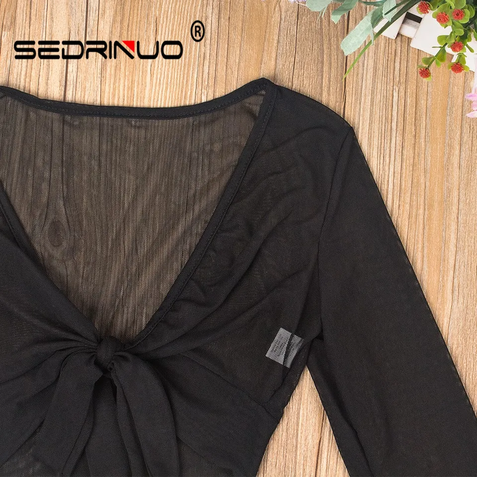 Новый сексуальный комплект Sedrinuo из двух предметов прозрачный короткий топ с