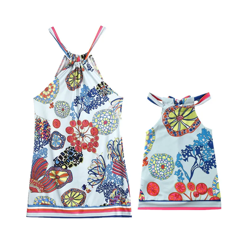 2018 новая семейная одежда платье для мамы дочки ребенка вечернее без рукавов