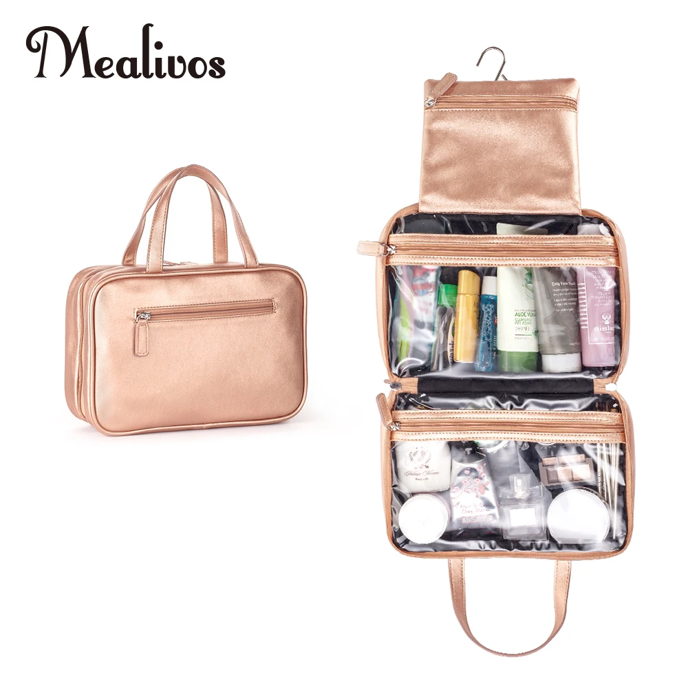 Mealivos-neceser grande y versátil de viaje, organizador de artículos de aseo para viaje, colgante perfecto, color oro rosa