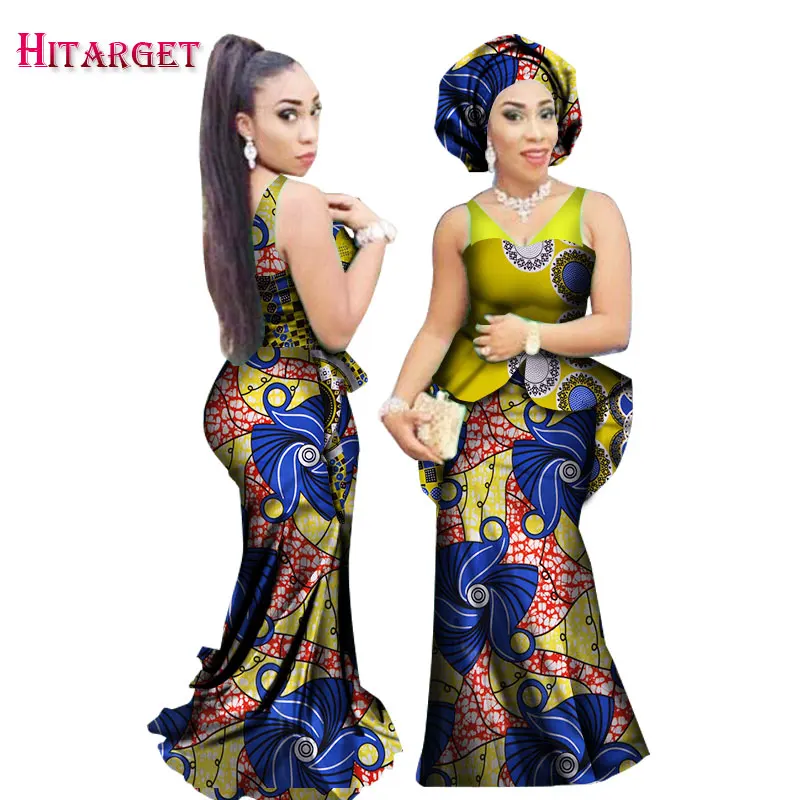 2018 Новые африканские платья для женщин Дашики воск печать батик сексуальное
