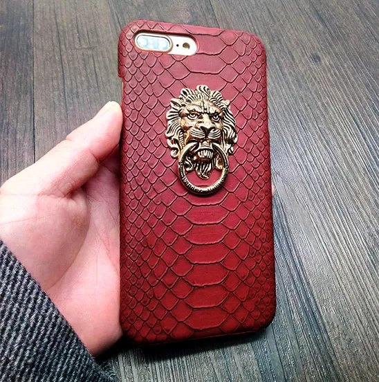 Модные чехлы с головой льва для iPhone 6, 6 S, 7, 8 Plus, змеиная кожа для iPhone 11 Pro, X, XR, XS MAX, держатель для пальцев, задняя крышка, Жесткий Чехол из поликарбоната