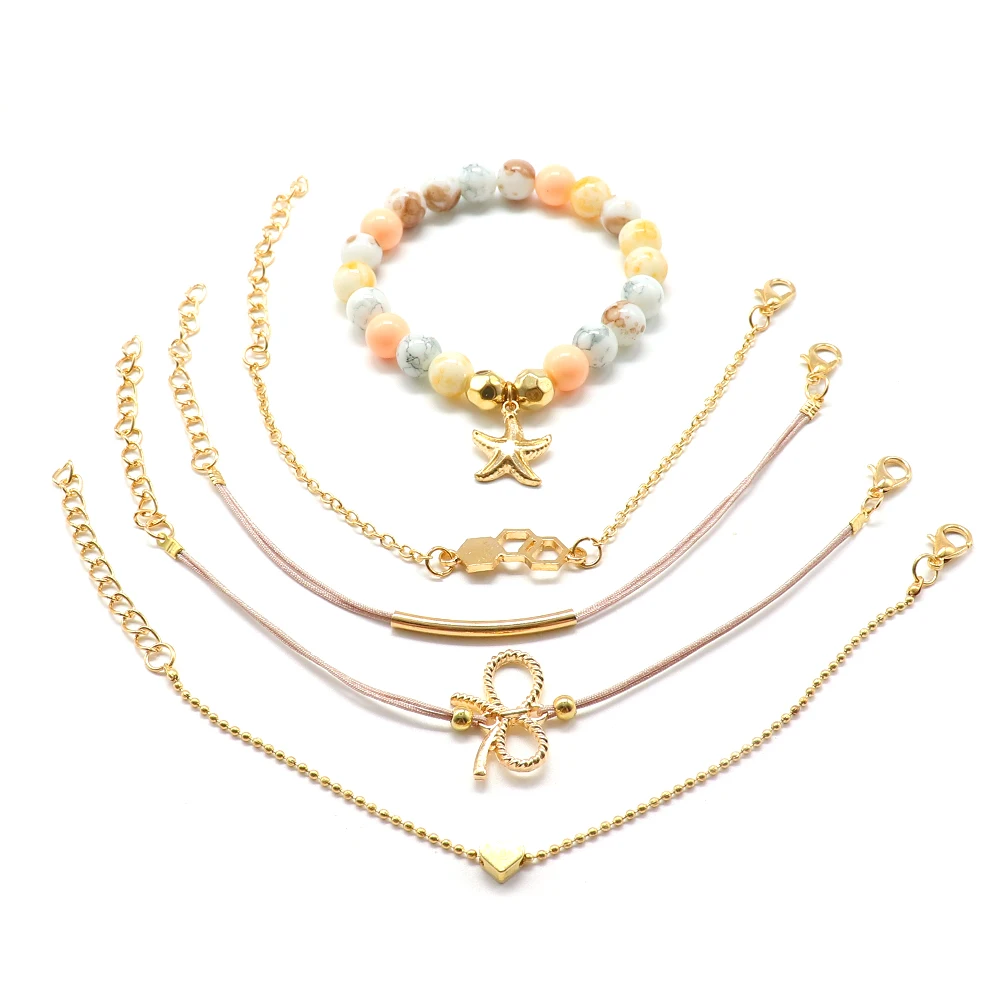 5 шт./компл. женские модные банты бусины морская звезда сердца Геометрические