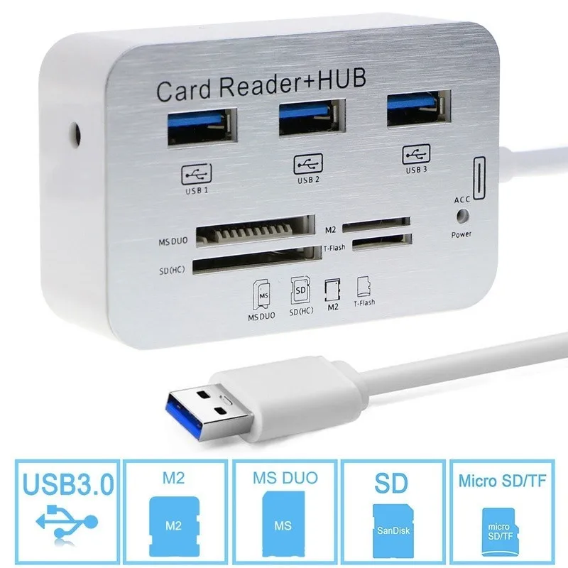 Расширитель карты памяти SD многофункциональный считыватель карт USB 3 0 OTG TF MS