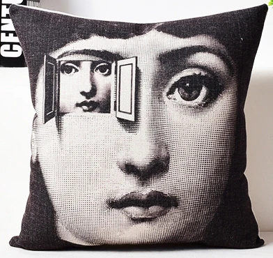 26 Fornasetti живопись лицо художественная Подушка Чехлы Европейский Винтаж красота лица глаза губы подушка «Корона» Чехол диван льняная наволочка - Цвет: 26