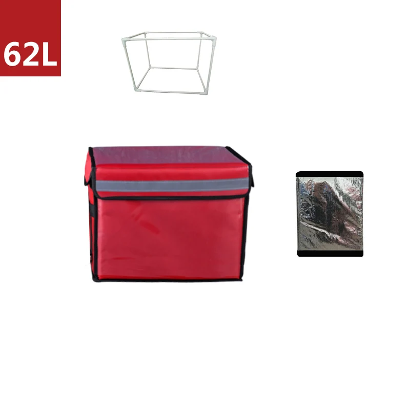 red 62L partition 30л 43л 62л большая сумка-холодильник с кронштейном утолщенная термальная коробка для пикника для обеда пакет льда еда может напитки автомобиль изоляция крутая сумка - Цвет: red 62L partition