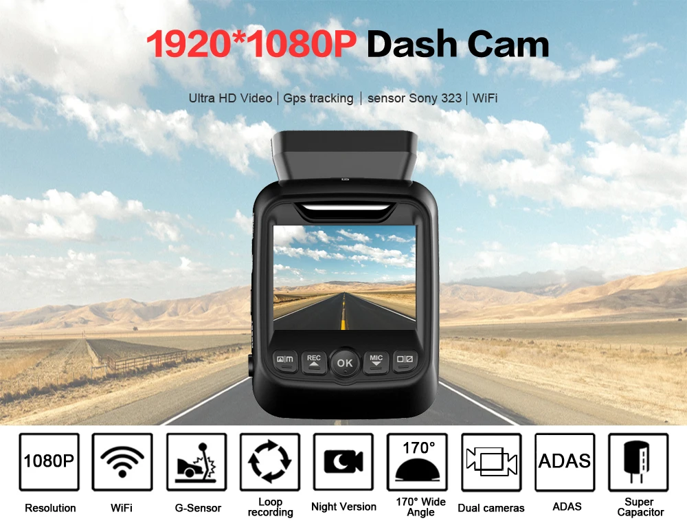 FHD1080P wifi Автомобильный видеорегистратор Камера s ADAS Dash Cam камера заднего вида автоматическая камера dvr g-сенсор камера ночного видения двойная камера s