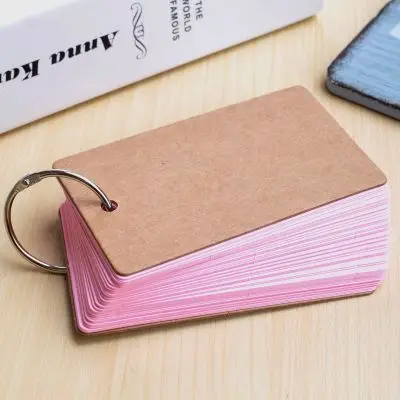 pink Маленькая 80 нелинованная бумага n04 карточки слов, папка кольцо легко переворачивать карточки алфавита карточки для учебы пустые - Цвет: pink