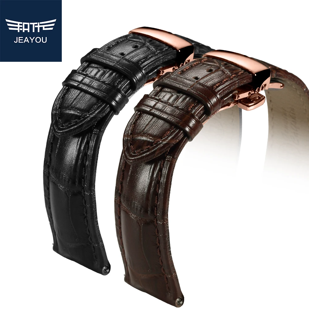 Мужской ремешок для часов JEAYOU из натуральной кожи Tissot/Omega/IWC с застежкой розового
