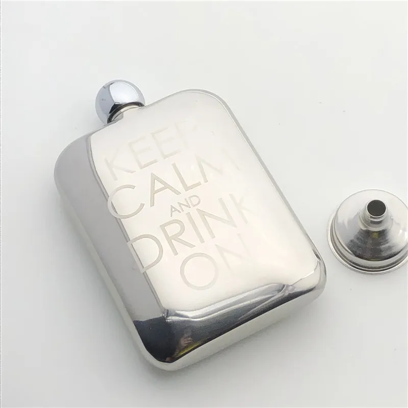 Keep Calm And Drink 6 унций бедра колбы лабораторные 304 нержавеющая сталь 170 мл Графин бутылка для фляжка лазерной гравировкой - Цвет: keep calm