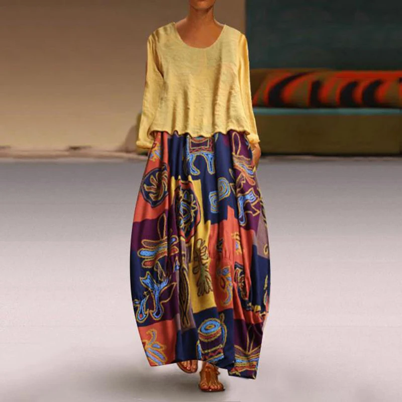 Женский богемный свободный однотонный комплект из 2 предметов с длинными