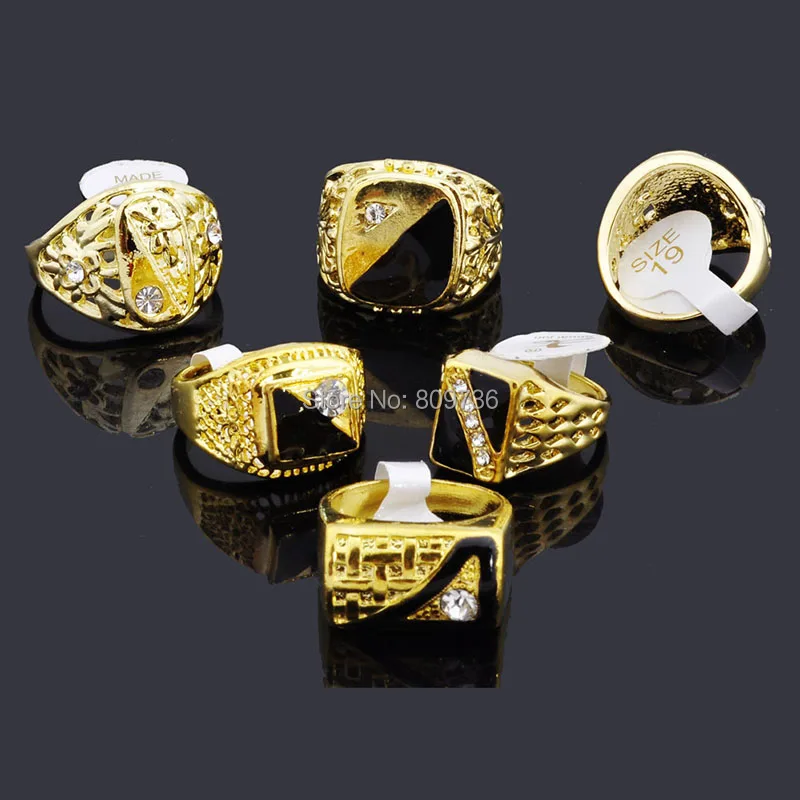 5 шт. модные ювелирные изделия мужские кольца золотого цвета стразы горячая