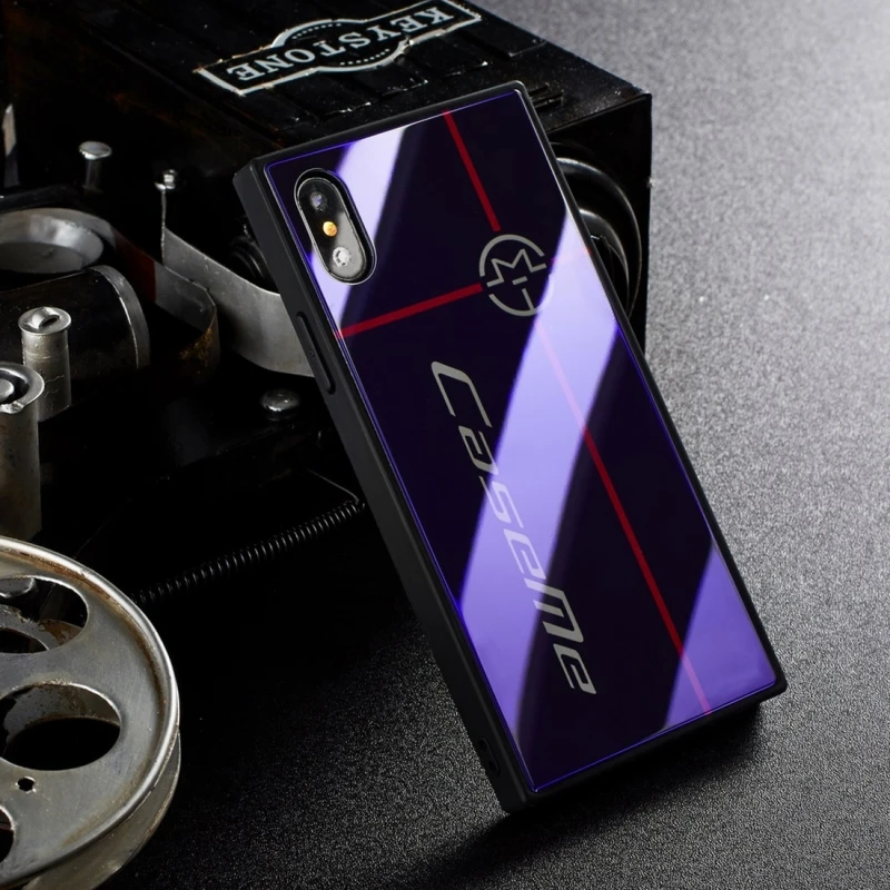 CaseMe круговой логотип узор Роскошные Грязезащищенная Coque TPU + PC синий свет Стекло