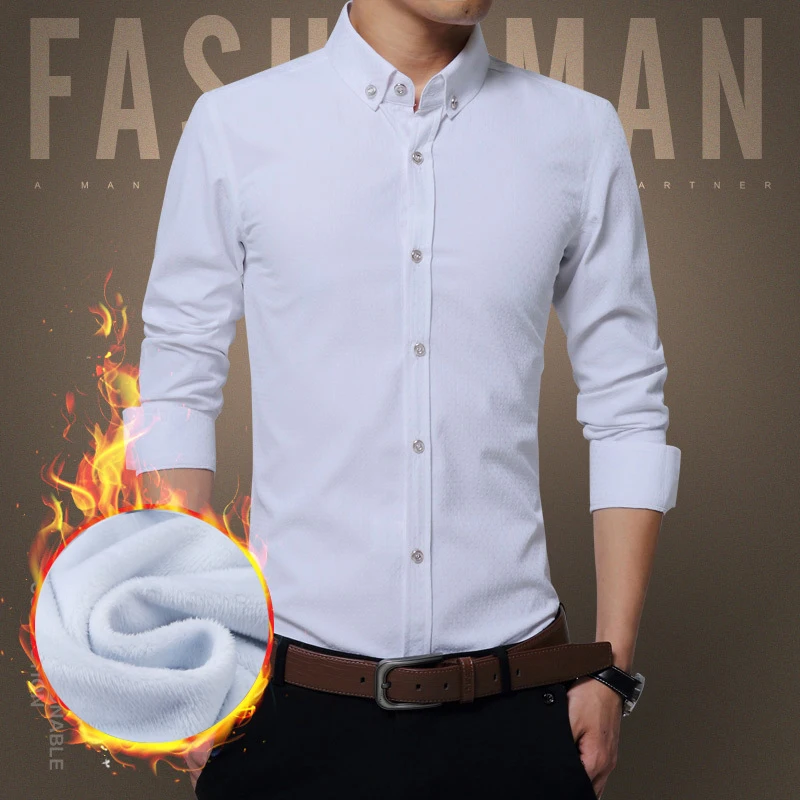 

Hot Sales New Men's Fashion Printed Plaid Winter Warm Shirts Plus Size Printed Long Sleeve Thicken With Velvet Soft Dress Shirt