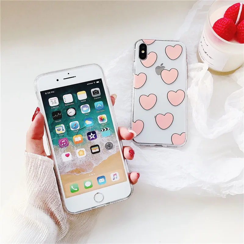 Карамельный цвет Книги по искусству линии любовь он чехол для iPhone 6 7 8 Plus X Ясно ТПУ
