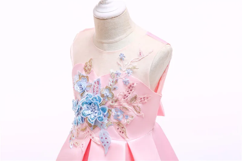 Kids Girl Dress Satin embroidery Elegant party Gown for Wedding Dresses Toddler Princess Tuxedo Costume | Детская одежда и обувь