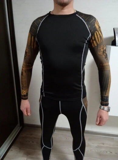 Мужская компрессионная одежда бренд мужской спортивный костюм Юнион термобелье Кроссфит фитнес Гидрокостюмы в стиле MMA базовый слой