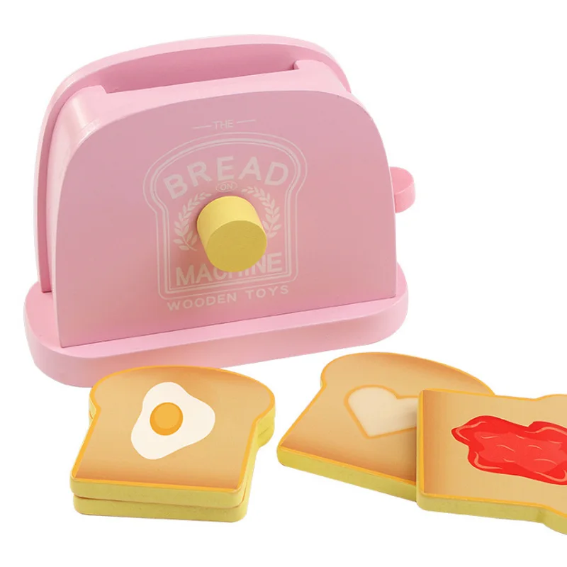 

New Pretend Play Wooden Toy Children play house toast bread machine wooden kitchen puzzle building block toy 2-5 years old D159