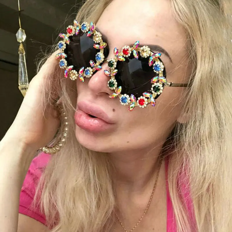 Модные женские солнцезащитные очки с бриллиантами женское украшение