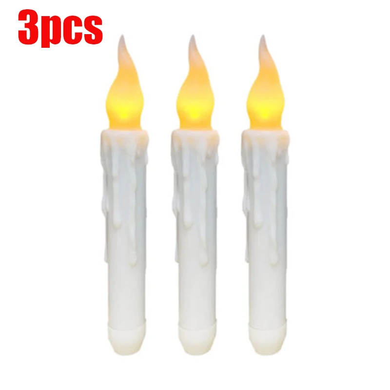 A 3PCS Without base Светодиодный беспламенная Тонкая Свеча мерцающие искусственные свечи свадьба для домашней вечеринки день Святого Валентина помолвки украшения на батарейках - Цвет: A 3PCS Without base