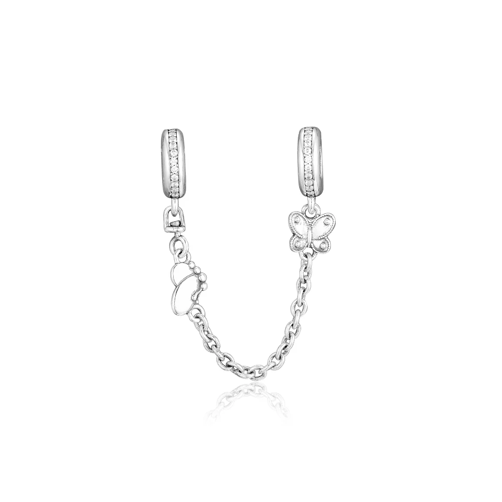 

CKK Decorative Butterflies Safety Chain Beads Charms 925 Sterling Silver For Jewelry Making Fits Europe Bracelet Charm Bead