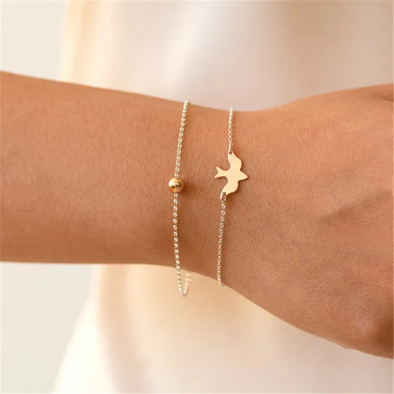 Женский модный браслет из цепочки в виде летающих птиц на день рождения и