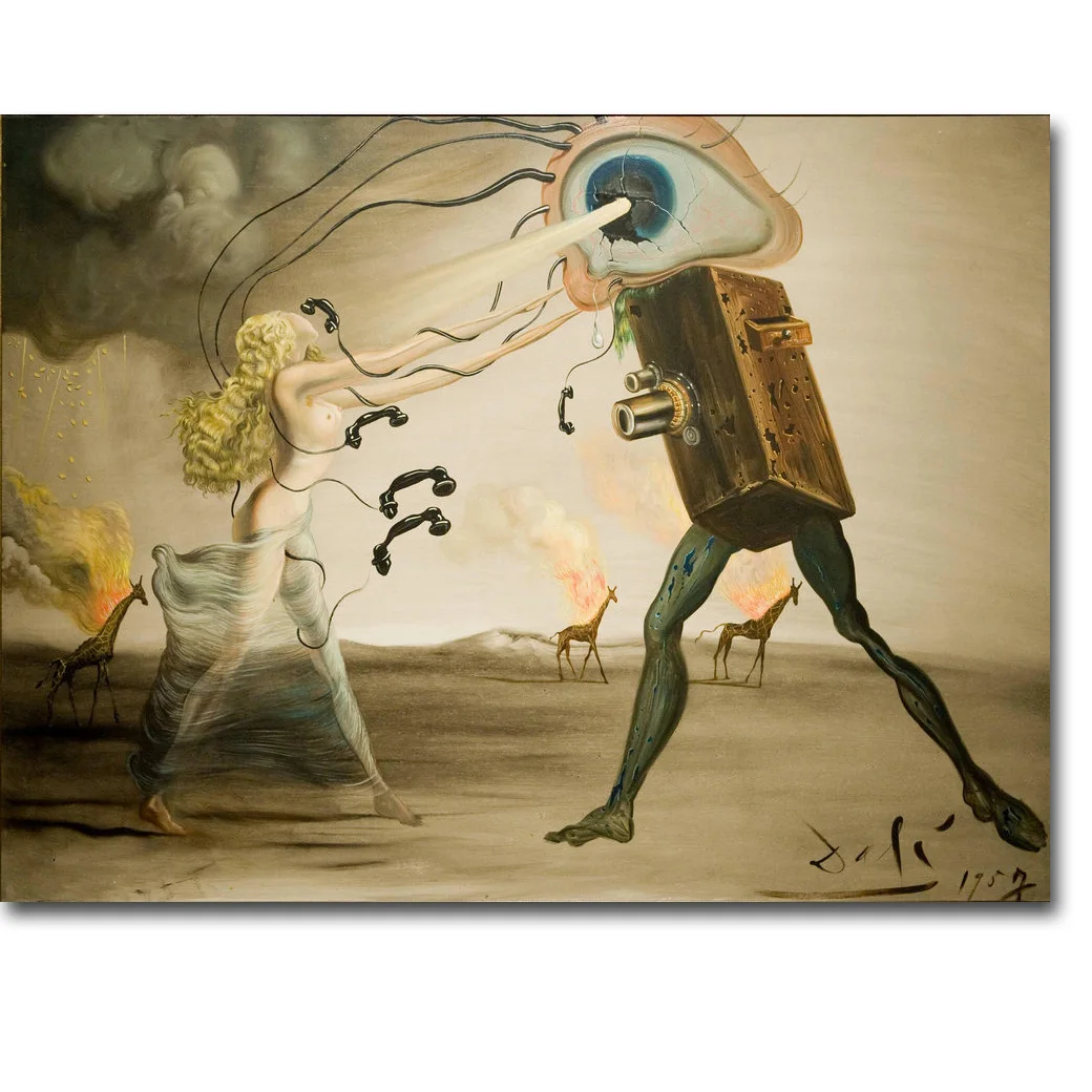 Шелковые постеры с принтом горящих жирафов и телефонов Salvador Dali 13x18 24x32 дюйма