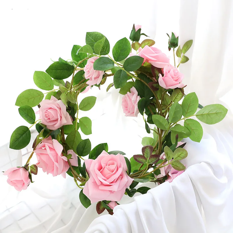 Pink yumai 180см 18 голов роз цветок вайн искусственные цветы венок свадебные украшения - Цвет: Pink