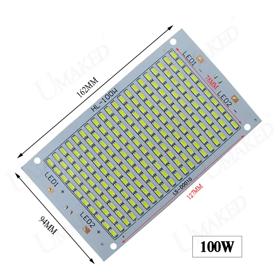 10 шт. LED pcb 100 Вт 162*94 11000lm алюминиевый радиатор с SMD5730 источник света прожектор