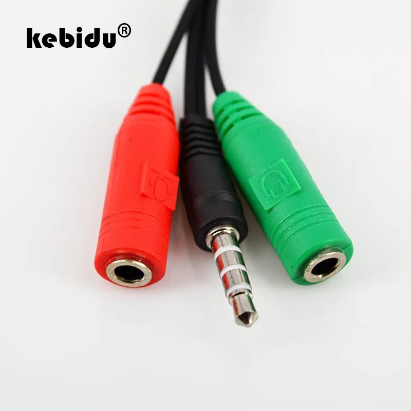 kebidu 3.5mm Smart Phone Converter Adapter 1 to 2 Audio + Mic Earphone Headphone Extension Cable Y Splitter for Itouch IPT MP3