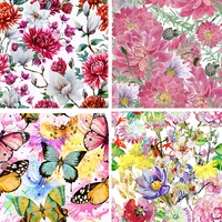polyester fabric for dress custom image print cloth high grade floral thin stretch fabric diy shirt clothing patchwork fabric