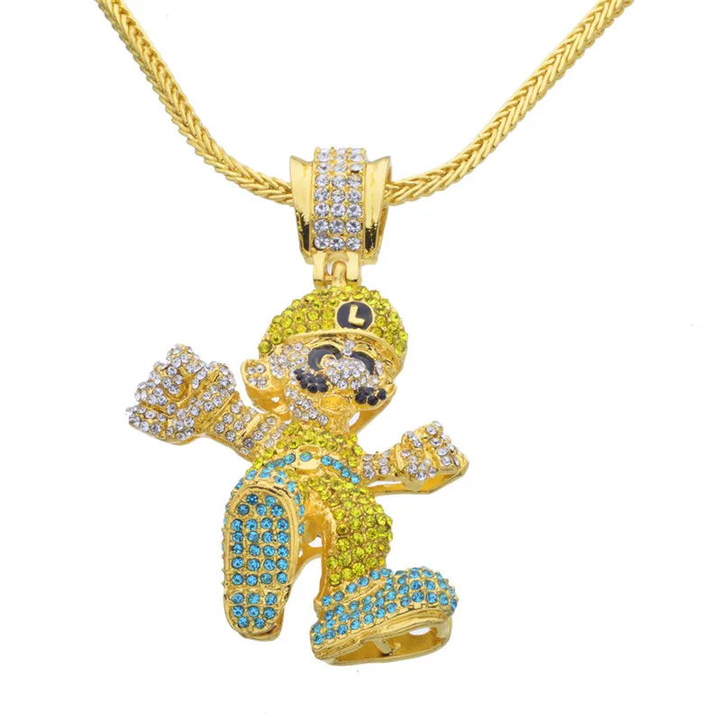 Bnrelease Золото Цвет Полный Стразы сплав бык кулон ожерелье Bling модные украшения подарок для мужчин с 60 см цепи
