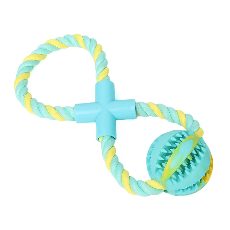 

Pet Dog Funny Training Snacks Food Ball Chew Toys Play Fetch Bite Rubber Ball With Carrier Rope