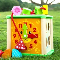children multifunction four sides treasure chest wooden five in one colorful beads toys baby education intellectual puzzle game