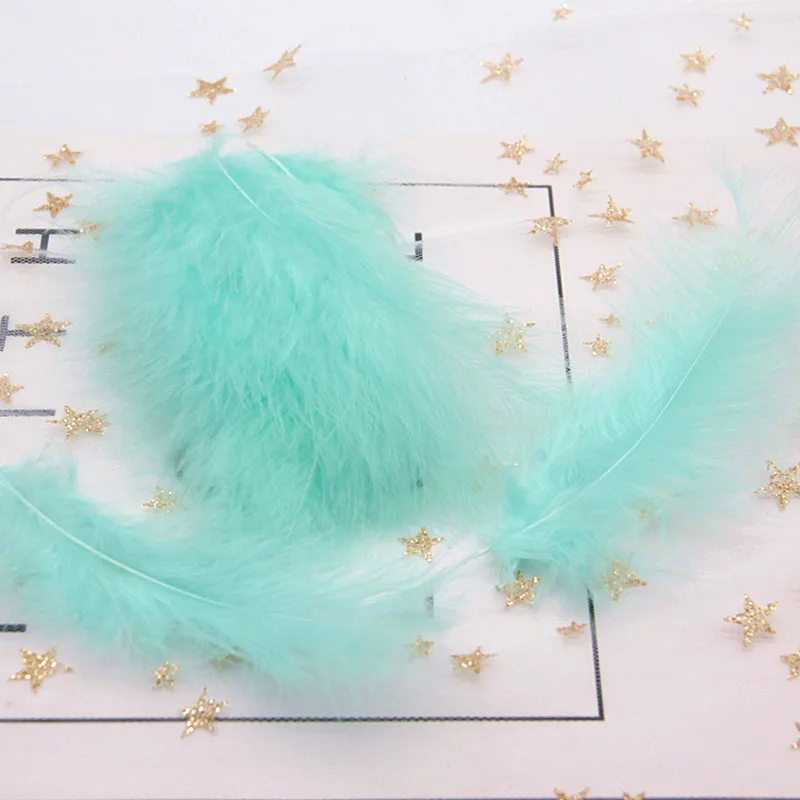 light blue green 50p Перья индейки 4-6 дюймов 10-15 см куриные Шлейфы перья индейки Марабу для карнавала Хэллоуин Рождество DIY ремесло 50 шт - Цвет: light blue green 50p