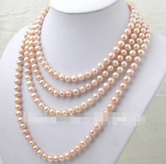 Yan 1411 7 8 мм розовый Akoya Жемчужное длинное ожерелье 100 дюймов|pearl long necklaces|long necklaceakoya