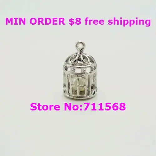 Блестящая серебряная/Золотая птичья клетка подвеска с жемчугом внутри не