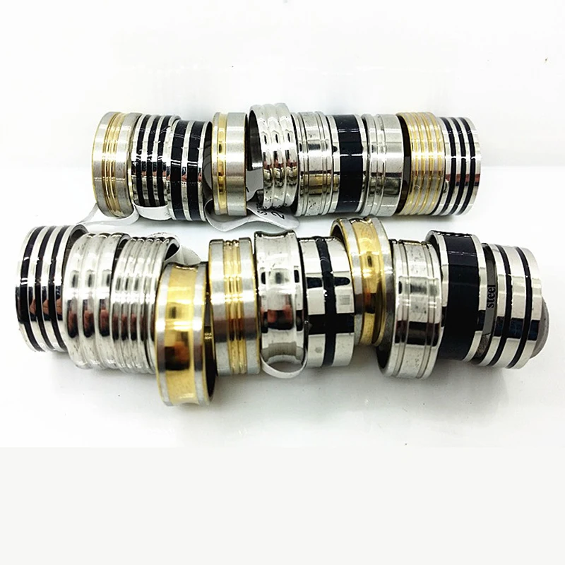 Мужские кольца из нержавеющей стали в полоску 100 шт.|ring couple jewelry|ring body jewelryjewelry chest |