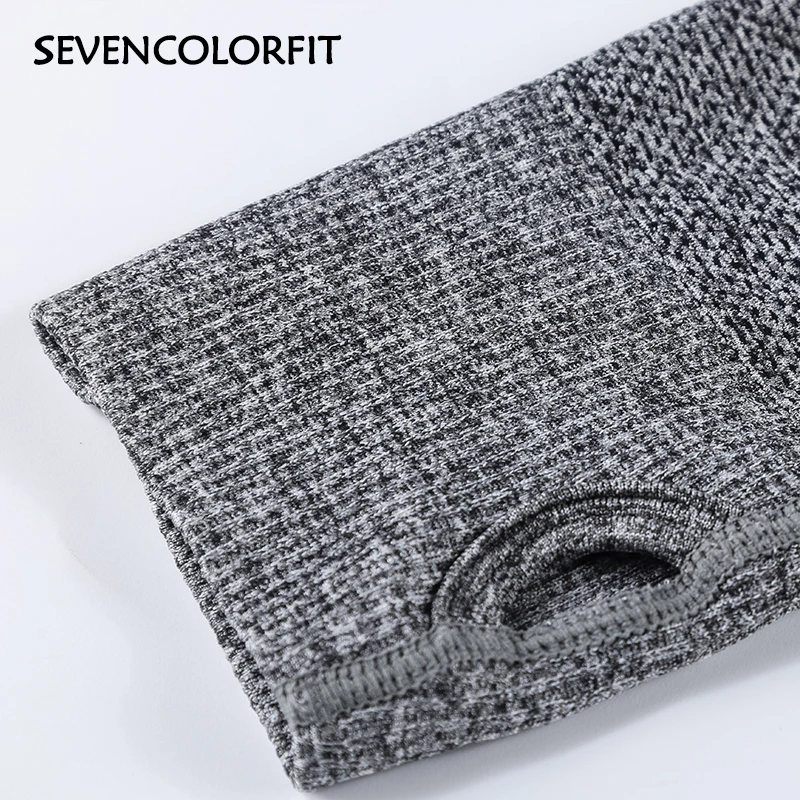 Sevencolorfit бесшовный топ с длинным рукавом Йога короткий топ для фитнеса тренажерный зал топы спортивные для женщин дамы большой палец отверстие Спортивная одежда рубашки